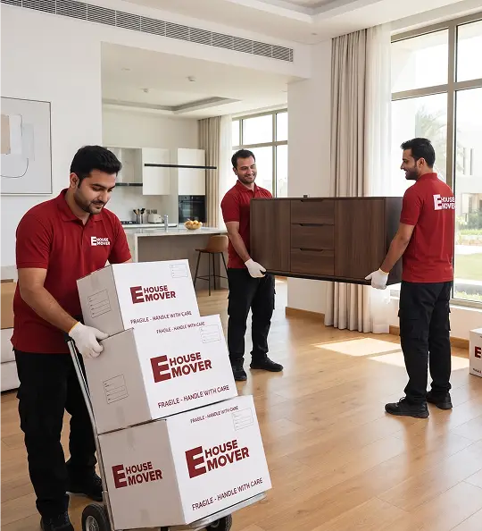 Ehouse Mover crew relocating a villa in Abu Dhabi