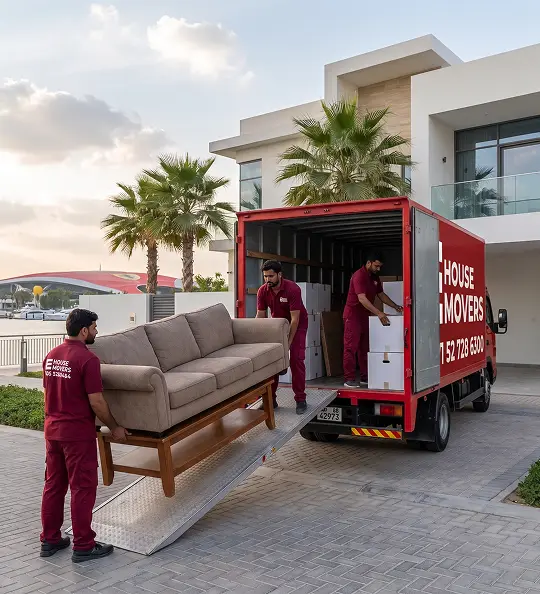 Ehouse Mover crew relocating a home in Yas Island Abu Dhabi