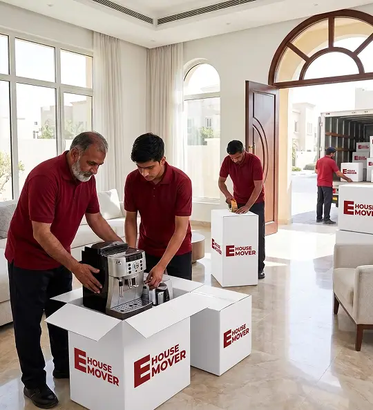 Ehouse Mover crew relocating a home in Al Zeina