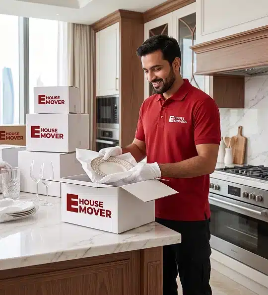 Ehouse Mover crew relocating a villa in Abu Dhabi
